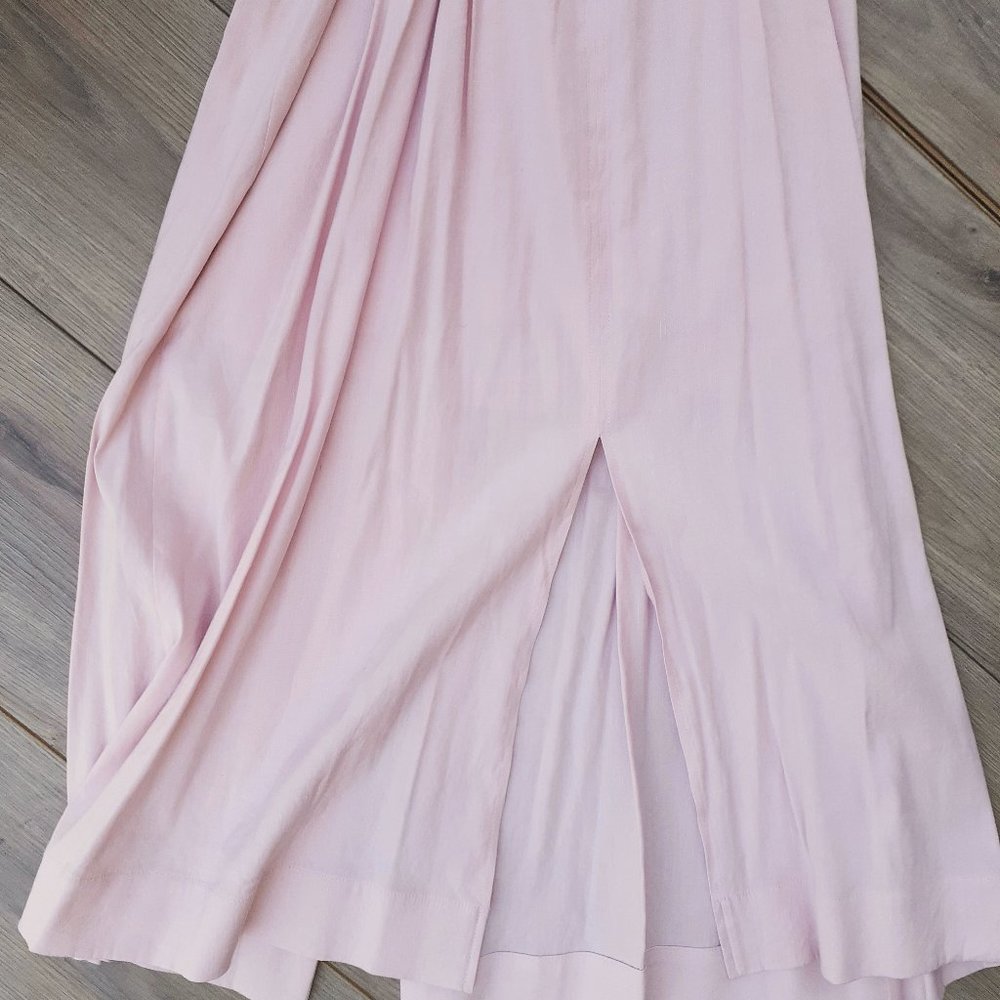 Vince Dress Wide Strap Linen Blend Tie Waist Midi in Rosa Seco 10 L NWT - Picture 6 of 6